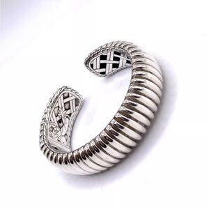 John Hardy Sterling Silver Batu Bedeg Kick Cuff Hinged Bracelet Sz 6.5"